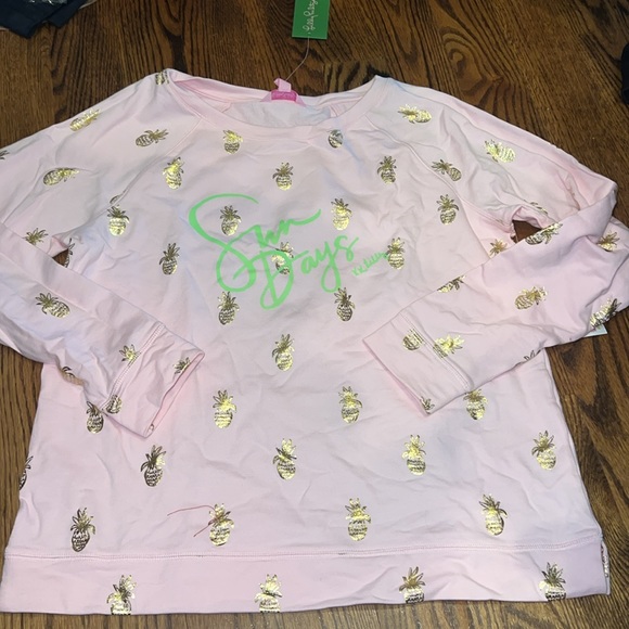 Lilly Pulitzer Braydon Pullover PB Lime Sun Days Graphic size medium NWT - Picture 2 of 7